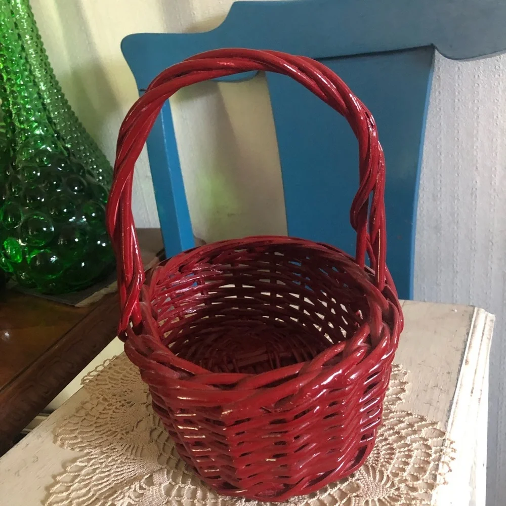 Vintage Red Lacquer Basket